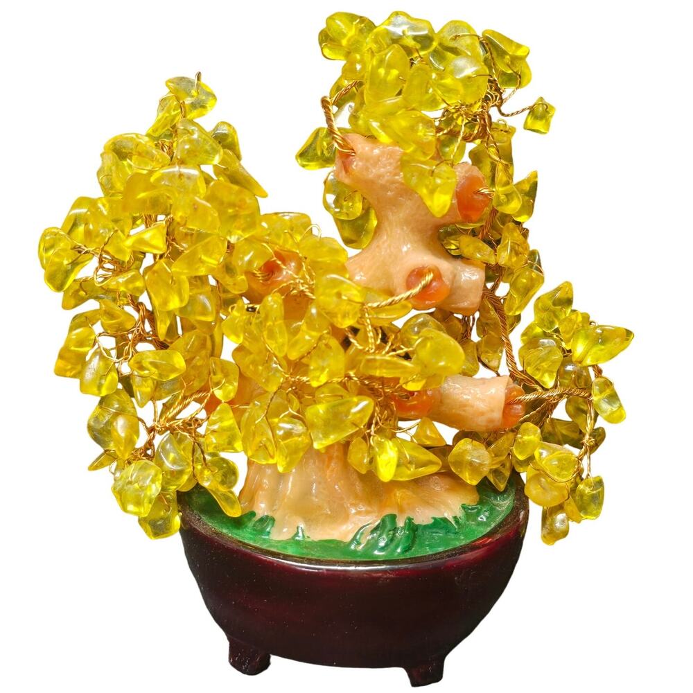 Feng Shui Citrine Gem Tree & Coins Symbolizes Good Fortune Wealth & Prosperity